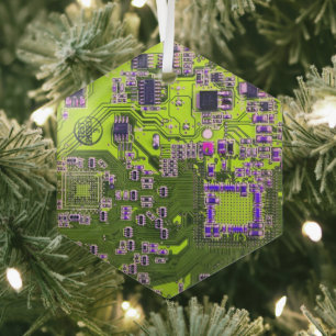 Printed Circuit Assembly PCB Yellow Circuit Board Glass Tree Decoration
