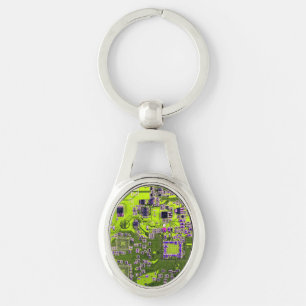 Printed Circuit Assembly PCB Yellow Circuit Board Key Ring