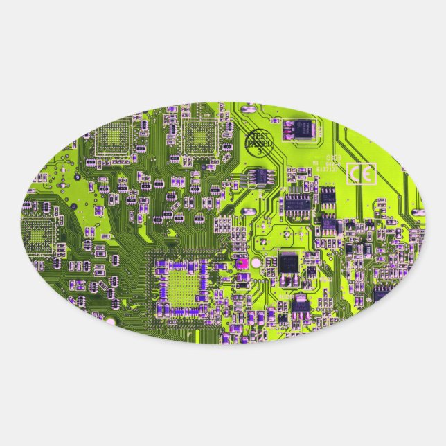 Printed Circuit Assembly PCB Yellow Circuit Board Oval Sticker (Front)