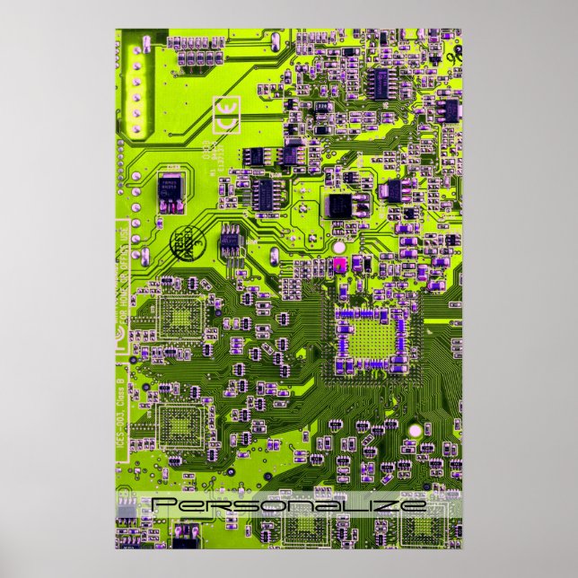 Printed Circuit Assembly PCB Yellow Circuit Board Poster (Front)