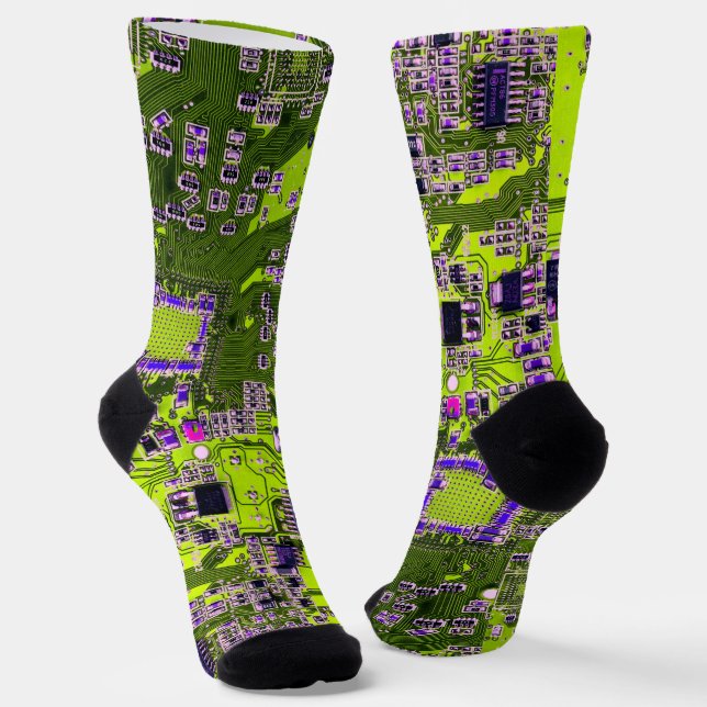 Printed Circuit Assembly PCB Yellow Circuit Board Socks (Angled)