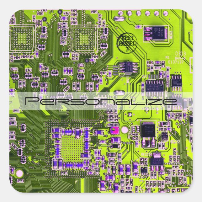 Printed Circuit Assembly PCB Yellow Circuit Board Square Sticker (Front)