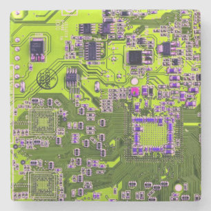 Printed Circuit Assembly PCB Yellow Circuit Board Stone Coaster