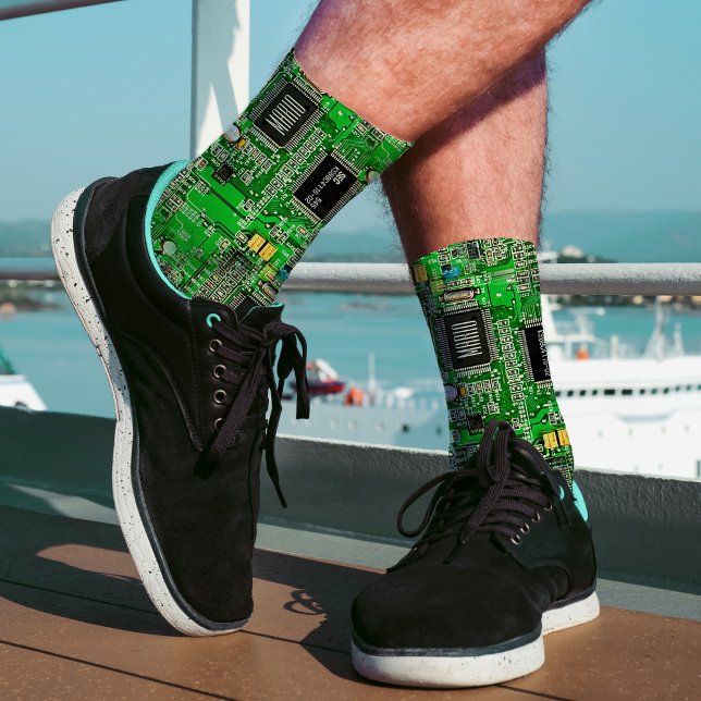   Printed Circuit Board Green Microchip Geeky Name Socks (Creator Uploaded)