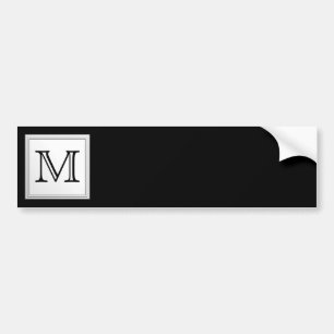 Printed Custom Monogram. Black and Pale Grey. Bumper Sticker