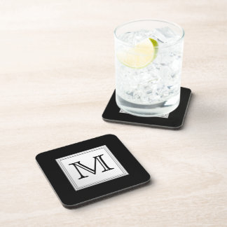 Printed Custom Monogram. Black and Pale Grey. Coaster