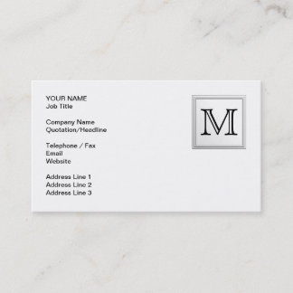 Printed Custom Monogram. Black and White. Business Card