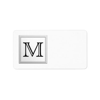 Printed Custom Monogram. Black and White. Label