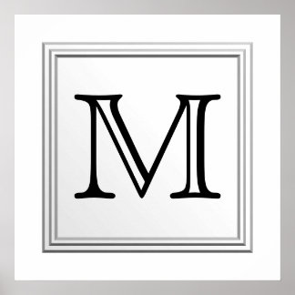 Printed Custom Monogram. Black and White. Poster