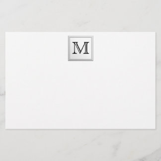 Printed Custom Monogram. Black and White. Stationery