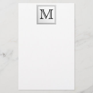 Printed Custom Monogram. Black and White. Stationery