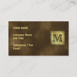 Printed Custom Monogram Image. Brown. Business Card