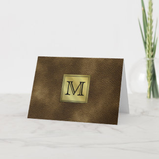 Printed Custom Monogram Image. Brown. Note Card