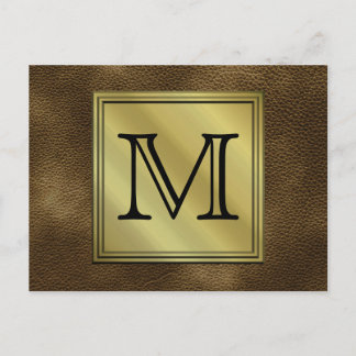 Printed Custom Monogram Image. Brown. Postcard