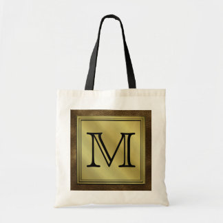 Printed Custom Monogram Image. Brown. Tote Bag