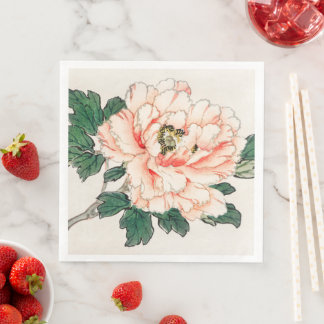 PRINTED CUSTOM NAPKINS JAPANESE FLOWER AND BEES