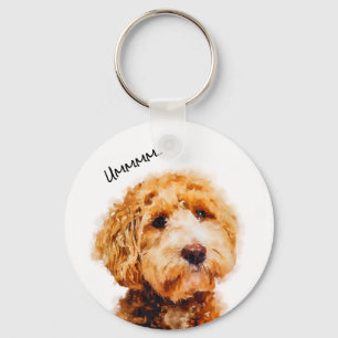 Printed Cute Poodle Dog Pattern Key Ring