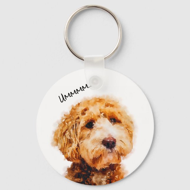 Printed Cute Poodle Dog Pattern Key Ring (Front)