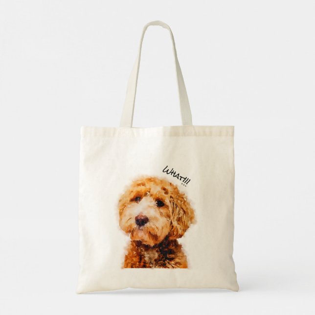 Printed Cute Poodle Dog Pattern Tote Bag (Back)