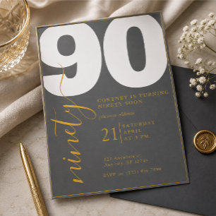 Printed Elegent 90th Birthday Invitation