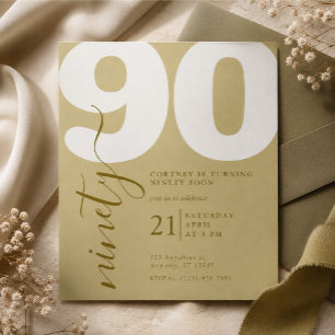 Printed Elegent 90th Birthday Invitation