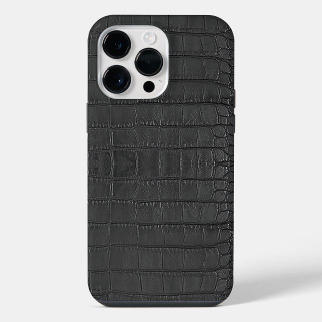 Printed Faux Black Alligator Texture iPhone Case (Back)