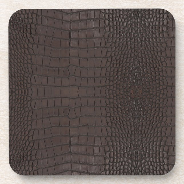 Printed Faux Brown Alligator Texture Coaster (Front)