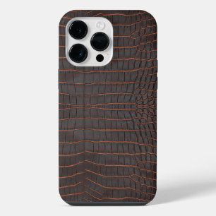 Printed Faux Chestnut Crocodile Texture iPhone 14 Pro Max Case