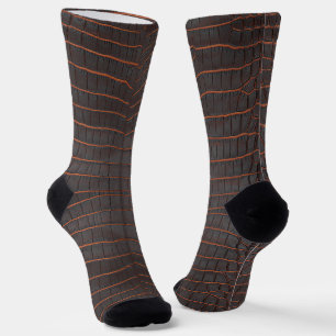 Printed Faux Chestnut Crocodile Texture Socks