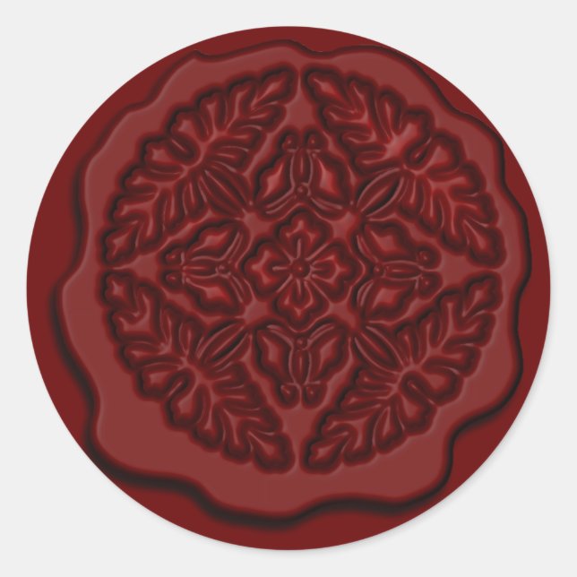Printed Faux Wax Seal, Red Classic Round Sticker (Front)
