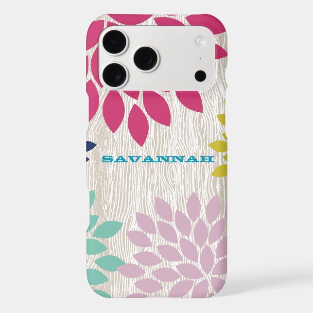 Printed Faux Wood Pattern Chrysanthemum Floral (Back)