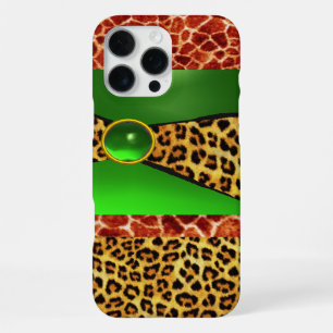 PRINTED GIRAFFE LEOPARD SKIN GREEN EMERALD GEM iPhone 16 PRO MAX CASE