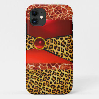 PRINTED GIRAFFE LEOPARD SKIN RED RUBY GEMSTONE Case-Mate iPhone CASE