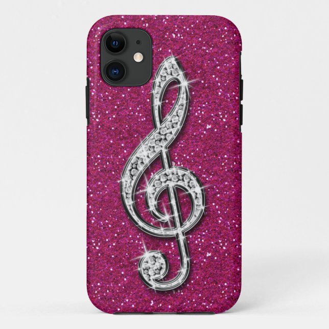 Printed Glitzy Sparkly Diamond Music Note Case-Mate iPhone Case (Back)