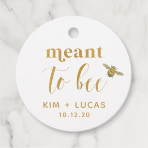 Printed Gold Meant to Bee Honey Wedding Favour Tags