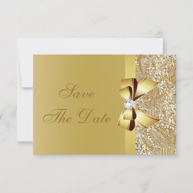 Printed Gold Sequins Save the Date Baby Shower (Front)