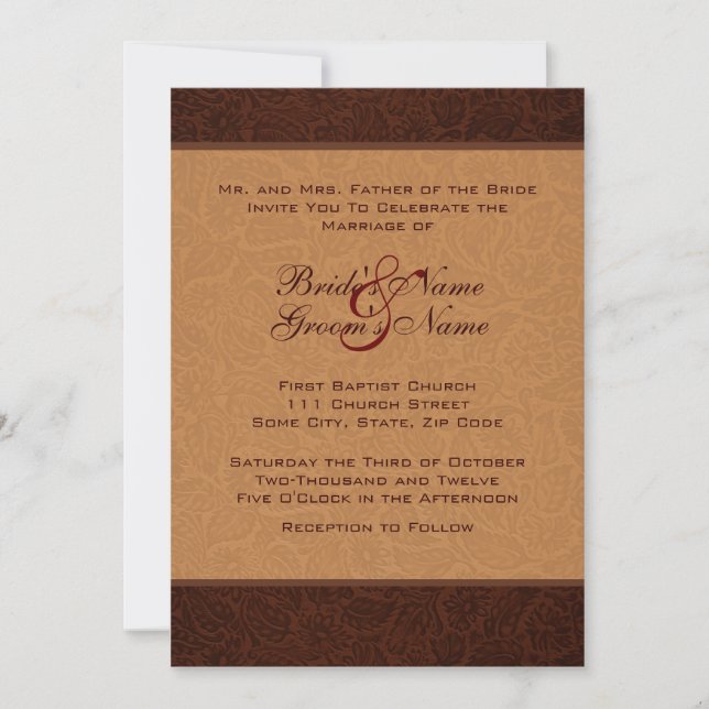 Printed Leather Wedding Invitation (Front)