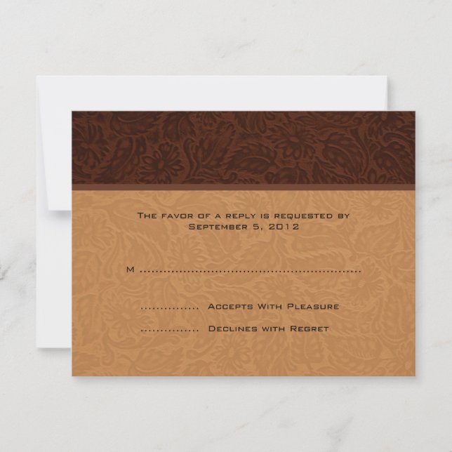 Printed Leather Wedding RSVP Card (Front)