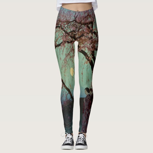 PRINTED Leggings HAPPY WOMEN UNDER FULL MOON (Front)