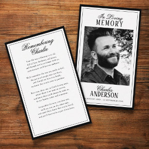 Printed Loving Memory Memorial Prayer Cards