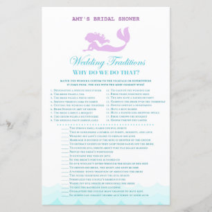 Printed Mermaid Bridal Shower Game, Wedding Shower