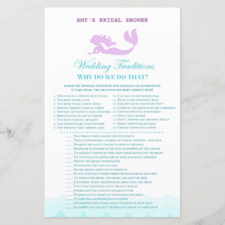 Printed Mermaid Bridal Shower Game, Wedding Shower