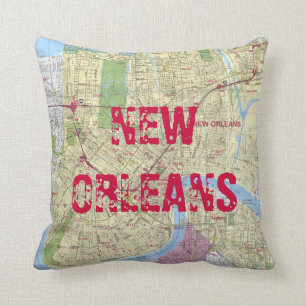 Printed: New Orleans Map Cushion