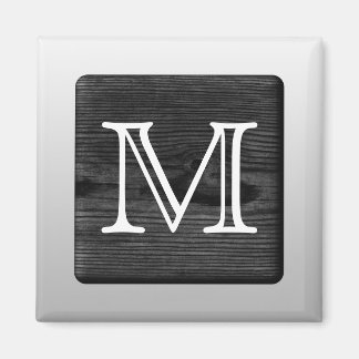 Printed Pattern and Custom Letter. Black and White Magnet