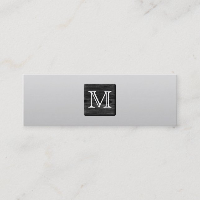 Printed Pattern and Custom Letter. Black and White Mini Business Card (Front)