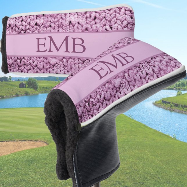 Printed Pink Knit Design Custom Monogram Ladies Golf Head Cover (Creator Uploaded)
