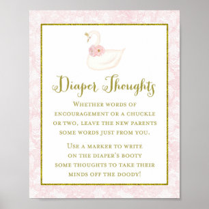 Printed Pink Swan Baby Shower Game Poster
