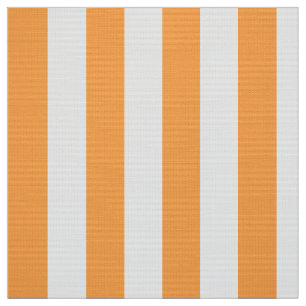 Printed Poplin Fabric, Orange and White Stripes Fabric