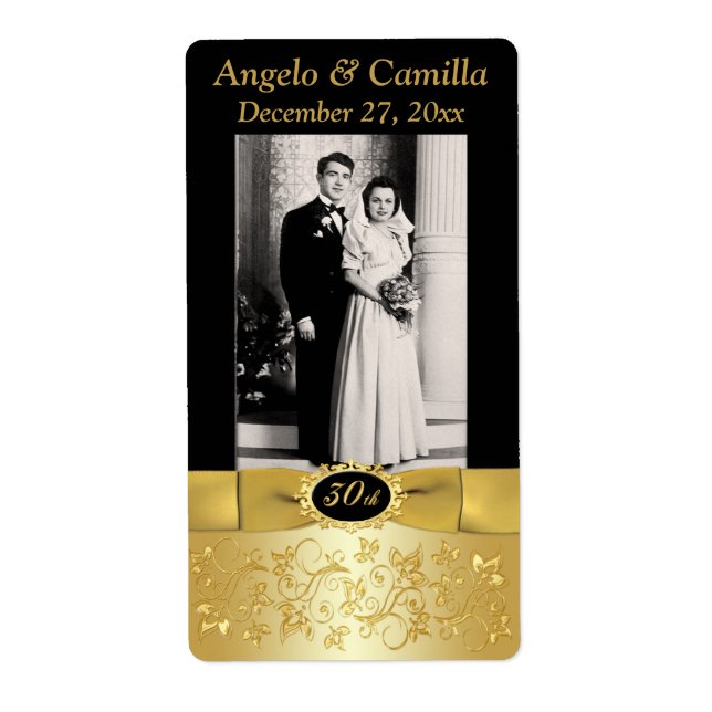 PRINTED RIBBON 30th Anniversary Photo Wine Label (Front)