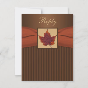 PRINTED RIBBON Autumn Leaf Stripes Wedding RSVP